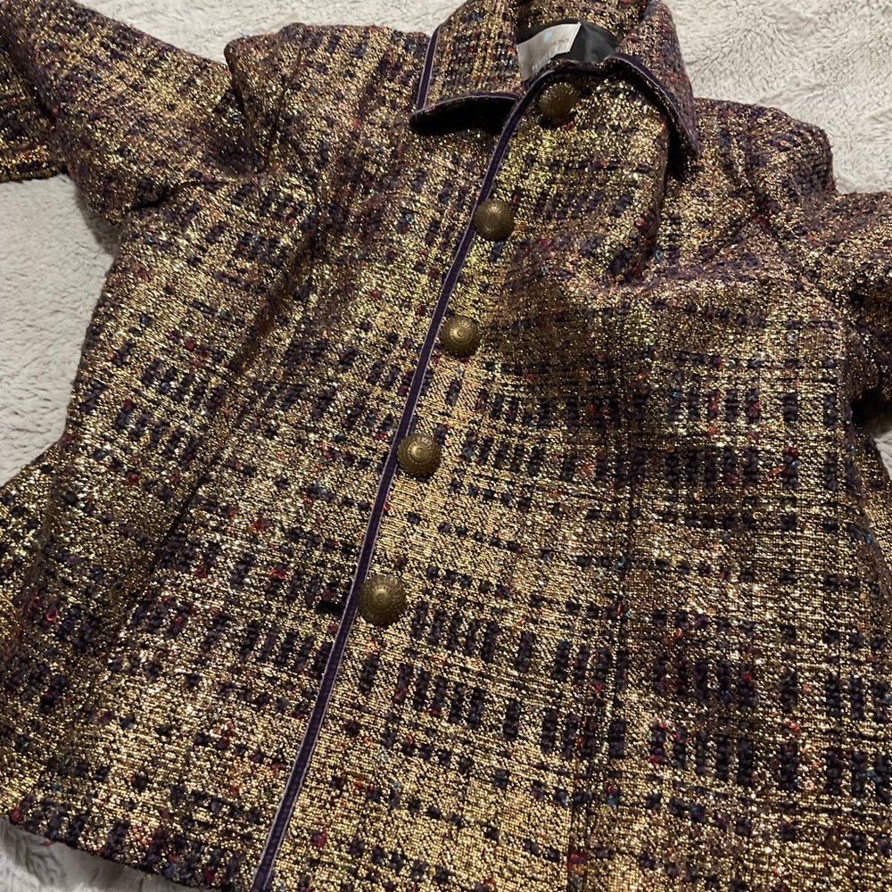 Drapers and Damons Blazer with Gold Metallic Threads & Velvet Trim Size PM - Picture 7 of 8